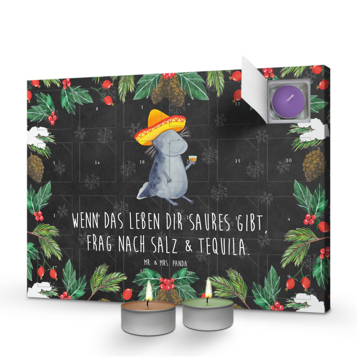 Mr. & Mrs. Panda Geurkaars Adventskalender Axolotl Tequila - Zwart