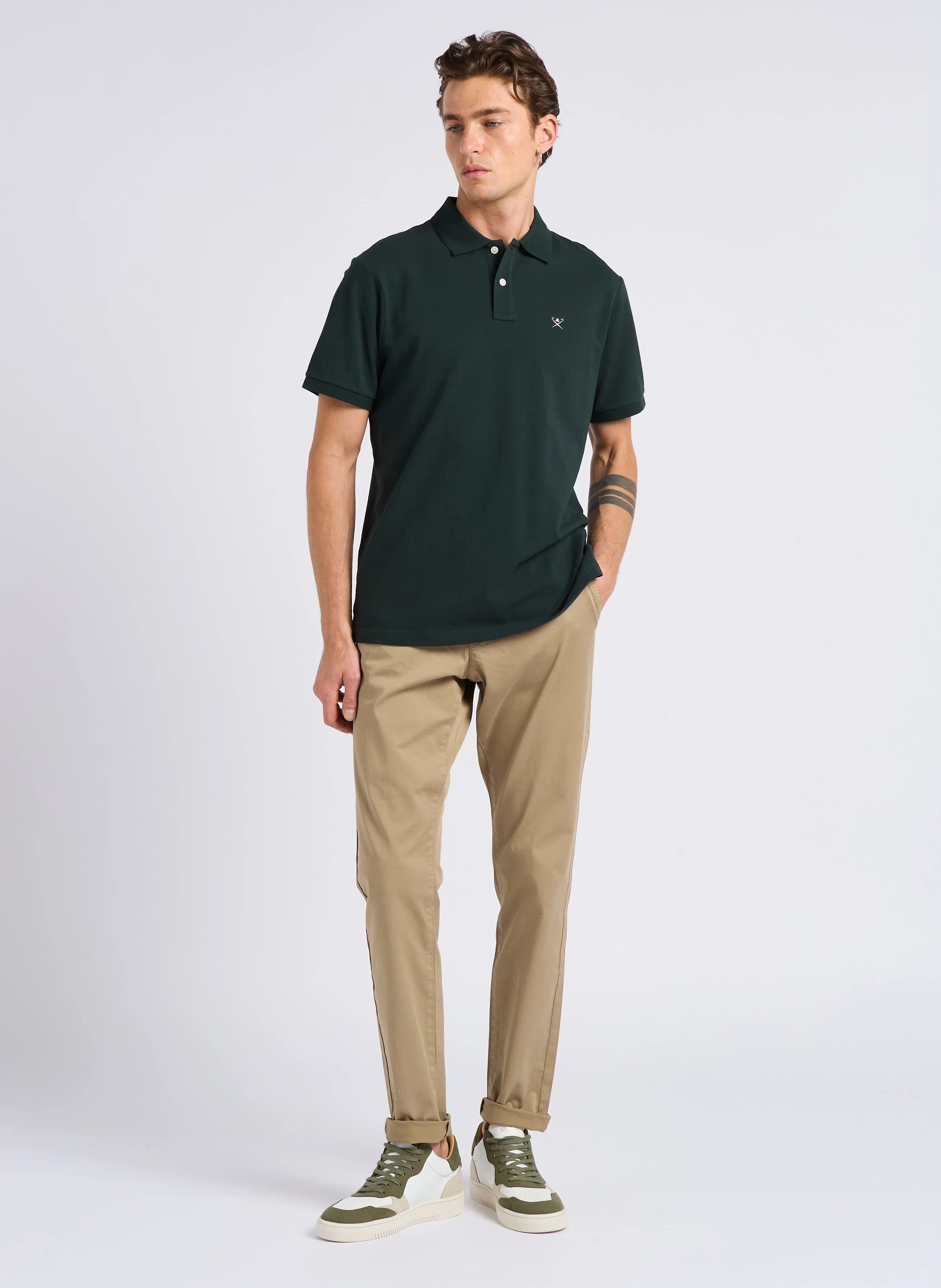 Pantalon chino en coton stretch | Beige