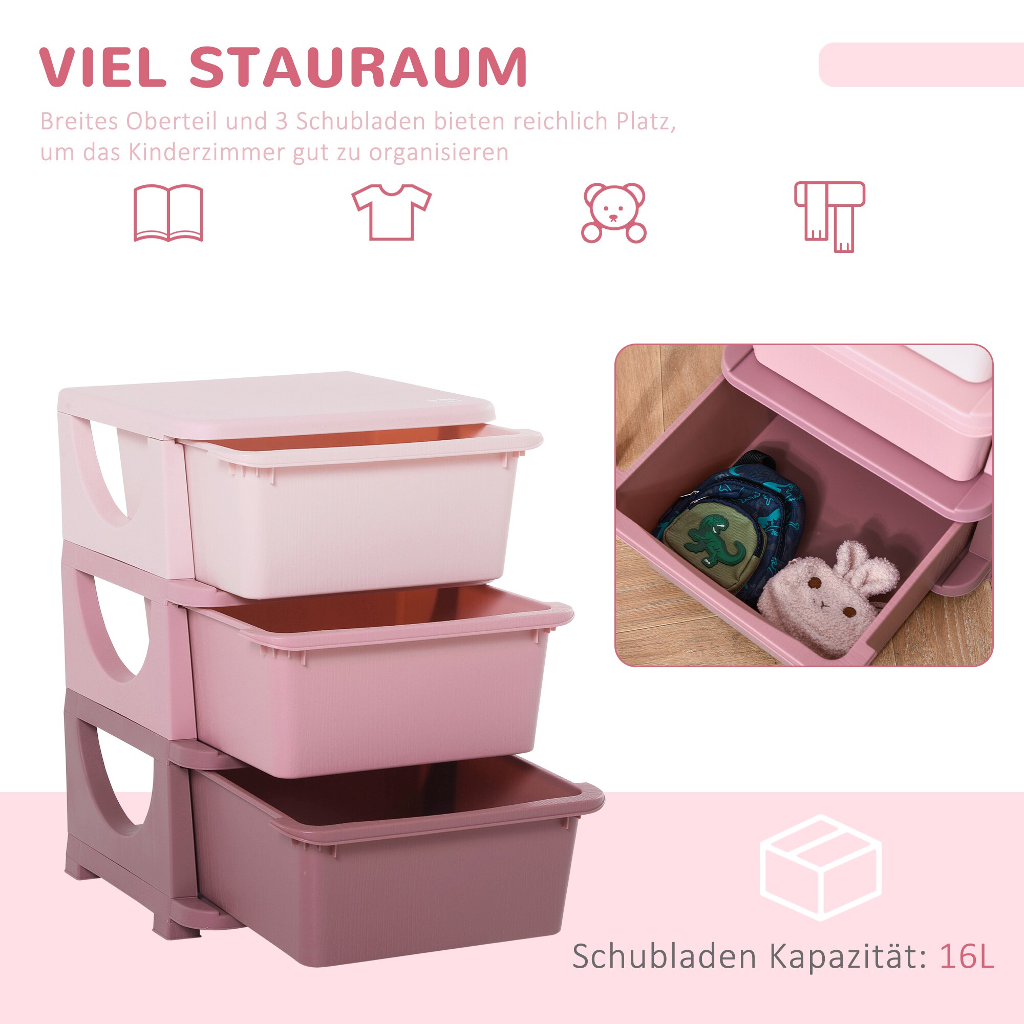 HOMCOM Aufbewahrungsboxen für Spielzeug 37 x 37 x 56,5 cm (LxBxH)