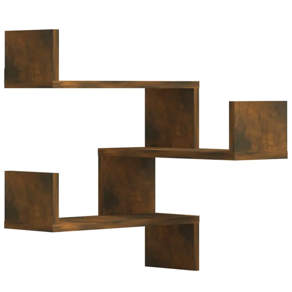 vidaXL - Wandhoekschap - Bruin - Bewerkt hout - 2 stuks