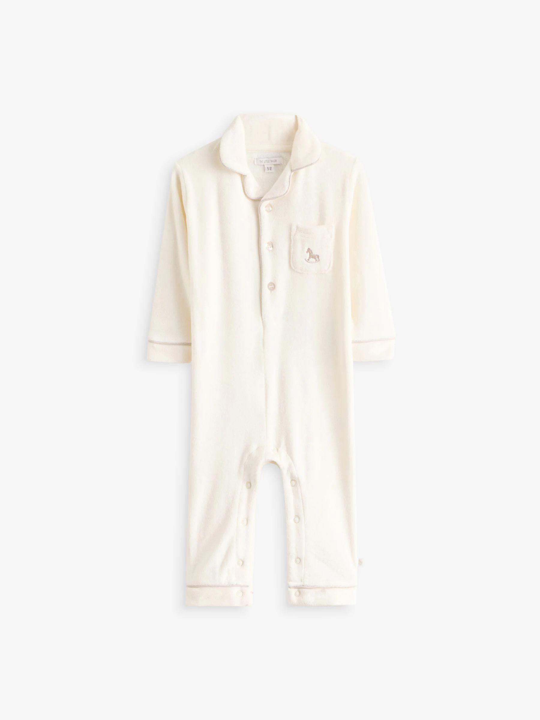 Crème - The Little Tailor luxe kerst onesie-romper van zacht velours voor baby's
