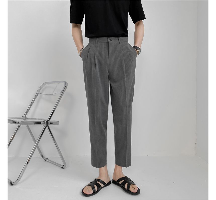 Orungeetun - Gestreepte rechte cropped broek