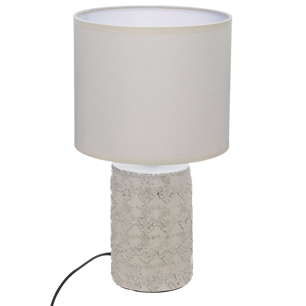 Lampe à poser béton motifs beige H 33.5cm