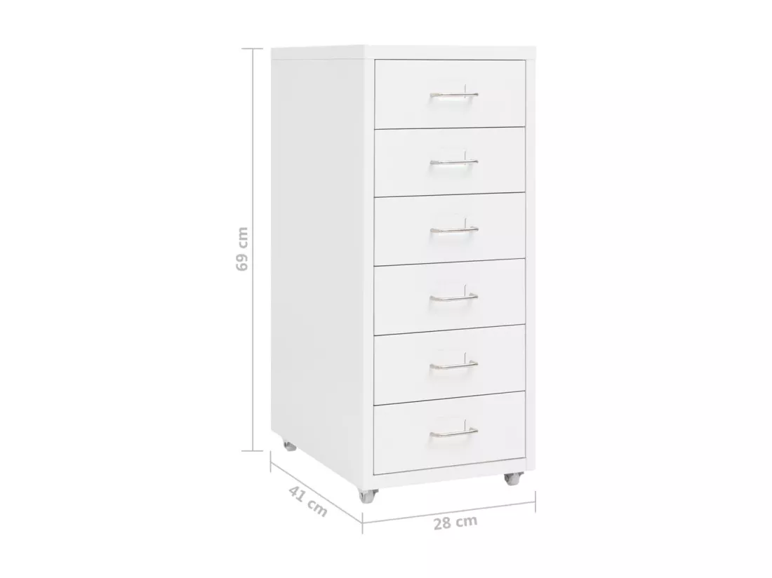 Classeur mobile Blanc 28x41x69 cm Métal