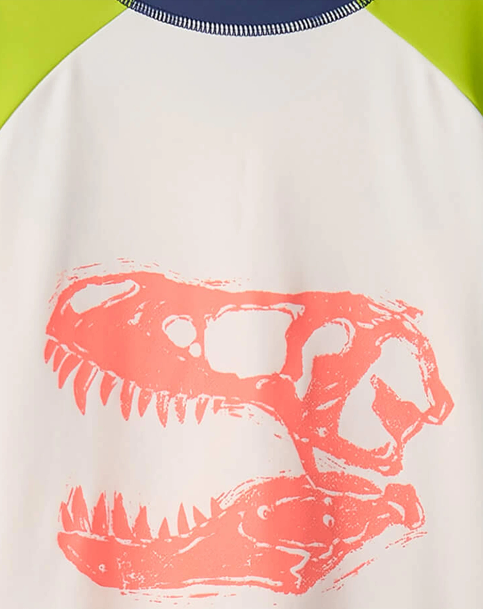 Langarm-Badeshirt DINO SKULL in weiß/grün