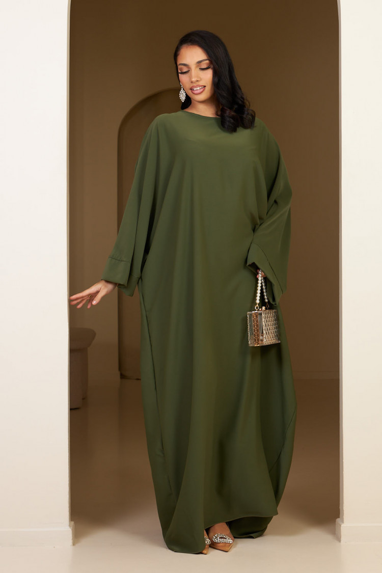 Abaya kaki satinée uni
