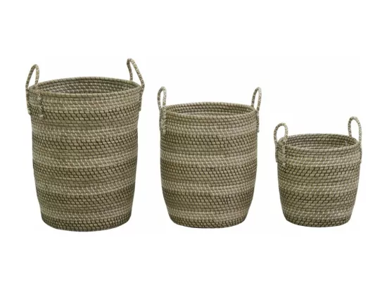 Paniers à linge tressés en jonc de mer (Lot de 3)