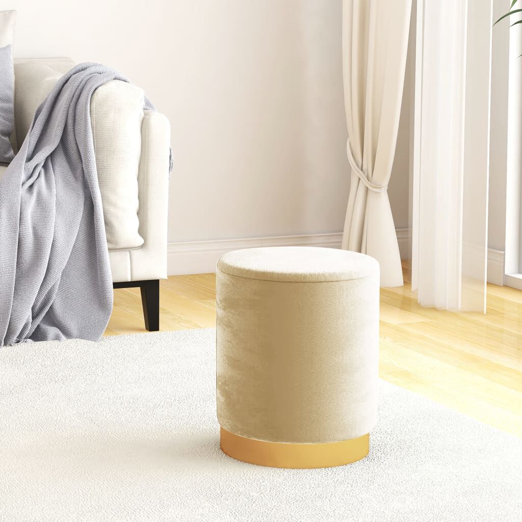 vidaXL Ronde opbergkruk perzikkleurig fluweel gestoffeerd 31 x 37 cm
