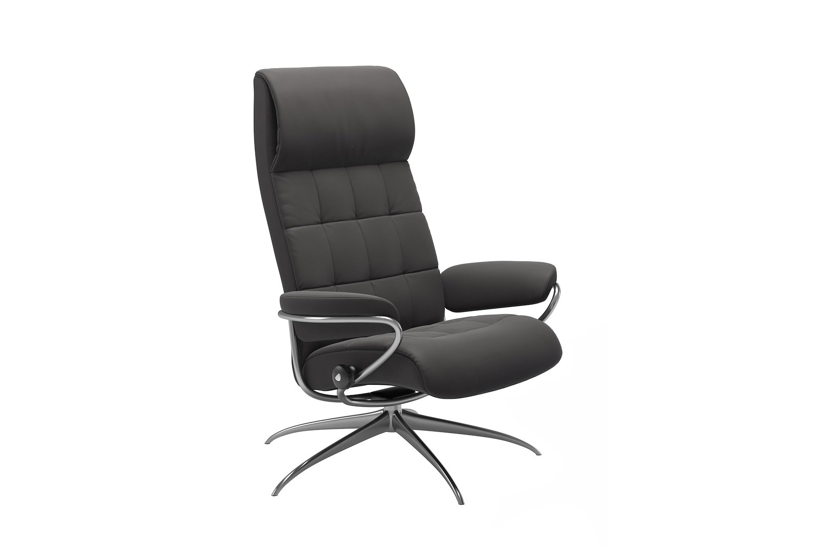 London lenestol I hud Paloma 80 Rock med Star understell i krom. Medium