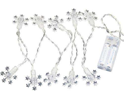 Lafiora Sneeuwvlok Lichtsnoer, 90 cm + 30 cm Aansluitsnoer, Warm Wit Licht, 10 LED's, Inclusief Timer en Dimmer