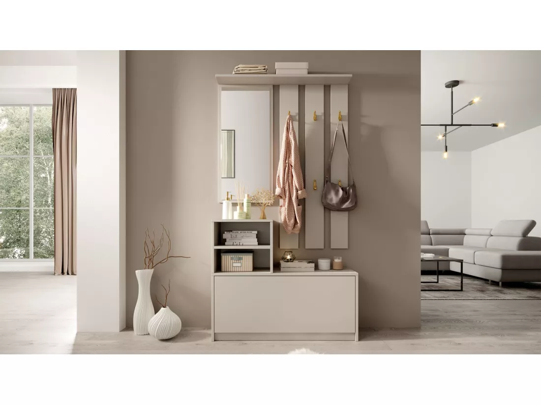 Ensemble d'entrée avec miroir - 85 cm - cachemire - YESFIR