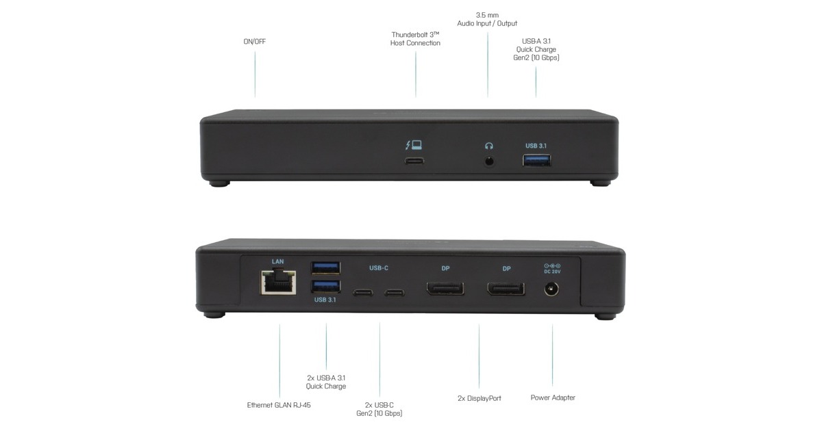 i-tecThunderbolt3/USB-C Dual DisplayPort 4K Dockingstation  (Zwart)