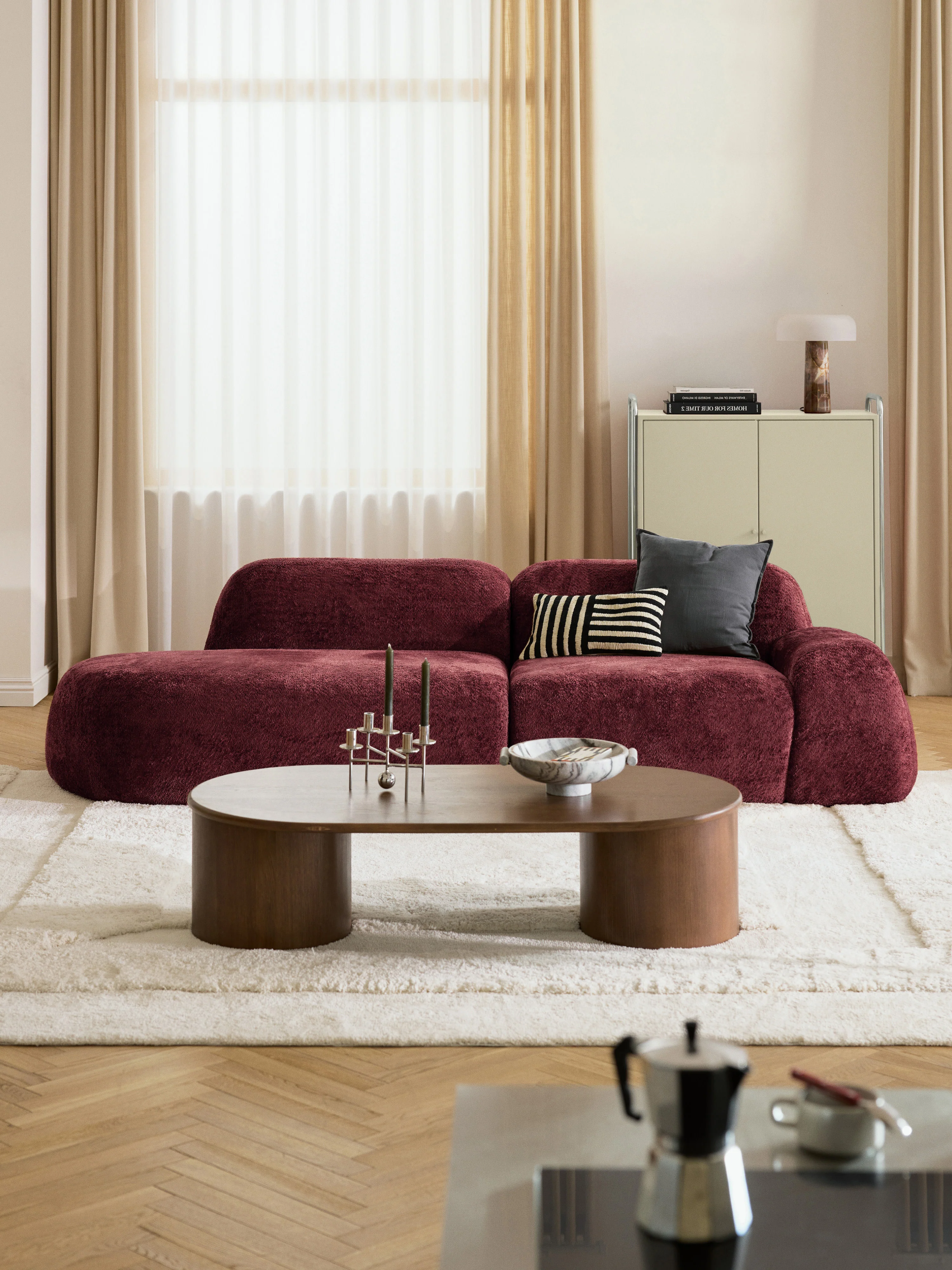 Modulaire teddy bouclé bank Wolke (3-zits)