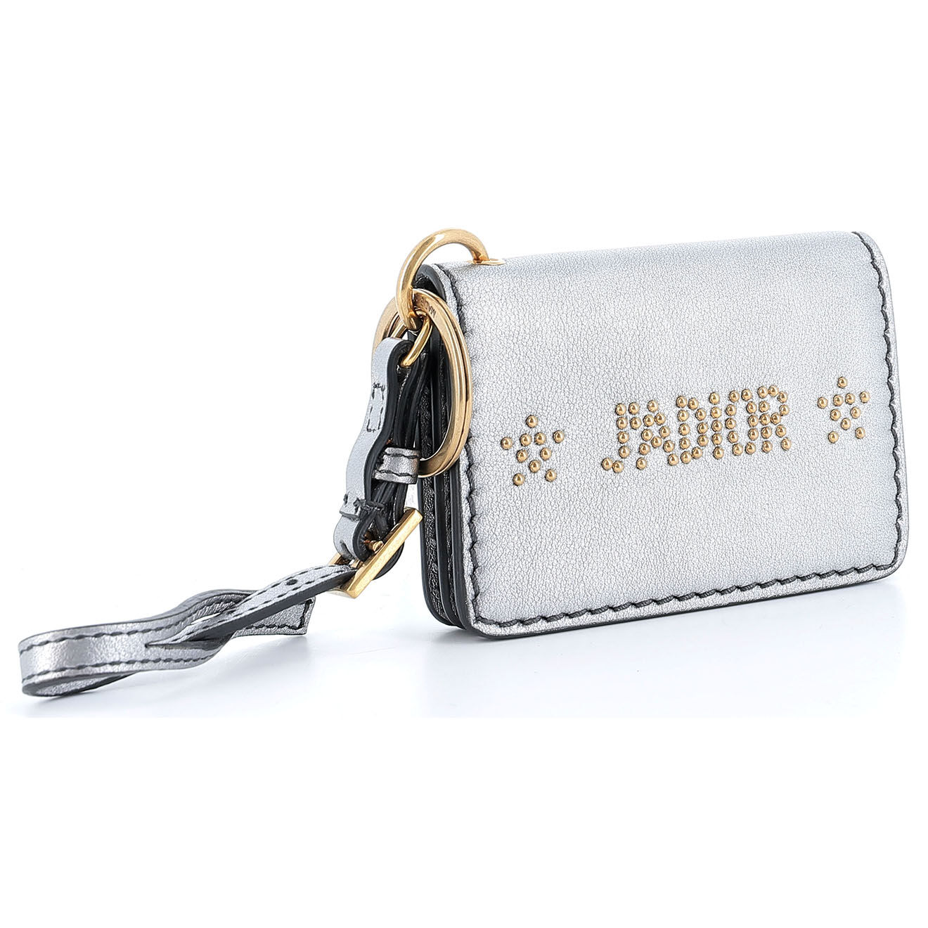 Dior Porte-monnaie en Cuir & Strass J'Adior Strass argenté - Neuf - Longueur 10 cm