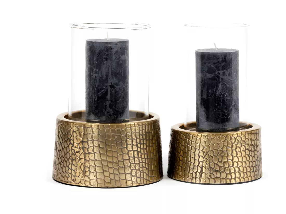 Le Bougeoir Croco avec Verre - Laiton - M