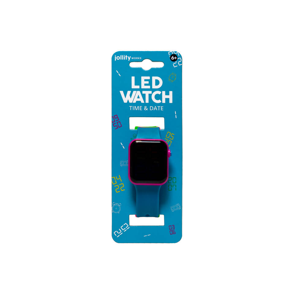 Jollity Works LED kinderhorloge - blauw/roze
