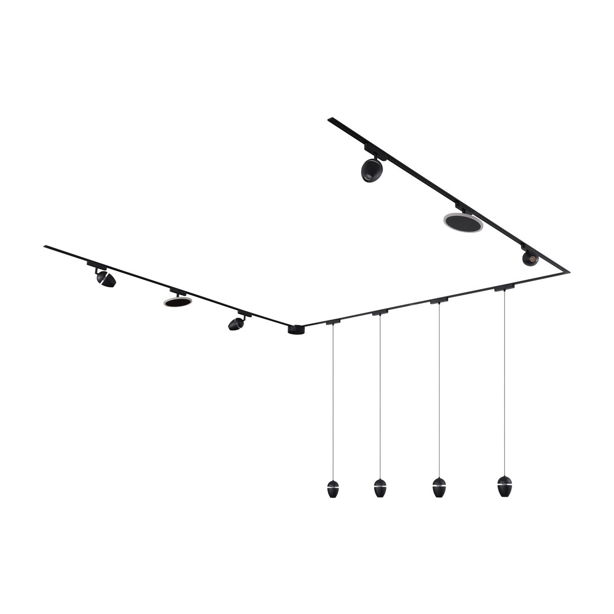 Railsysteem met 10 lampen zwart 1-fase - Magnetic Eggy Puk