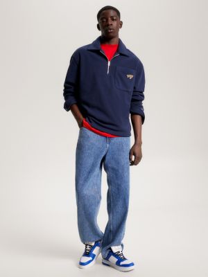 Moletom Signature Logo Relaxed Fit com Meio Zíper