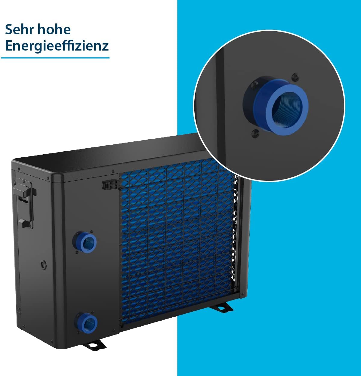 AquaForte Full Inverter Wärmepumpe 15,3 Kilowatt , 14.5 AMP, Leistungsaufnahme Kilowatt 0.24~3.2, Kann sowohl kühlen als auch heizen, geeignet für Schwimmbecken