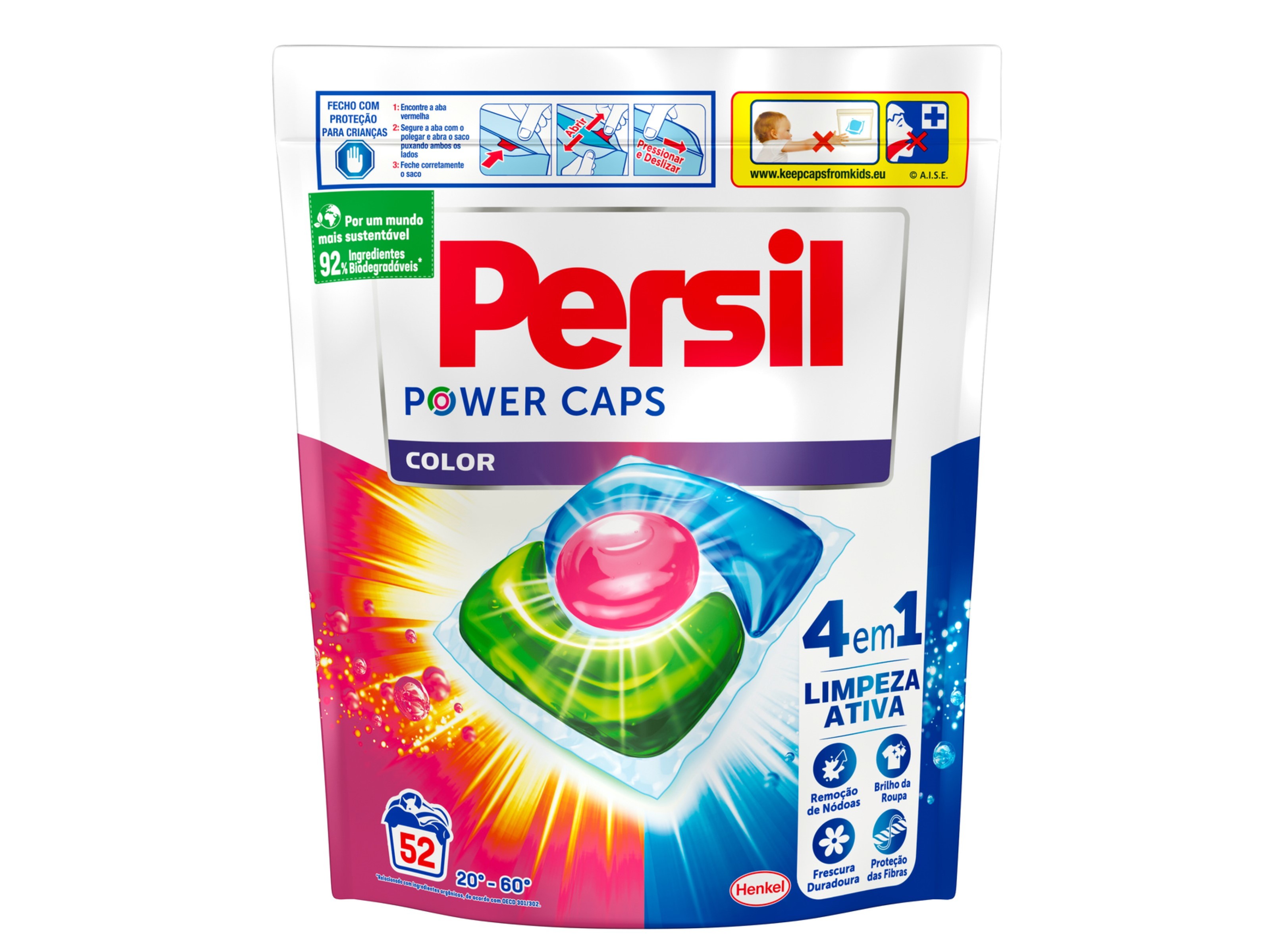 DETERGENTE ROUPA MÁQUINA CÁPSULAS PERSIL COLOR 52DOSES
