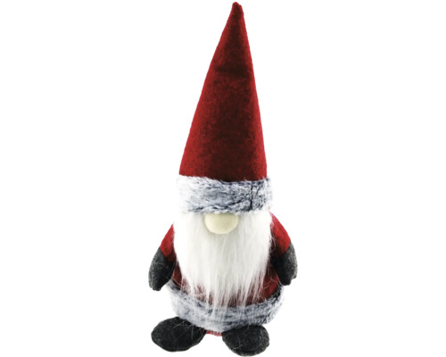 Kerstdecoratie kabouter vilt grijs rood 25 cm