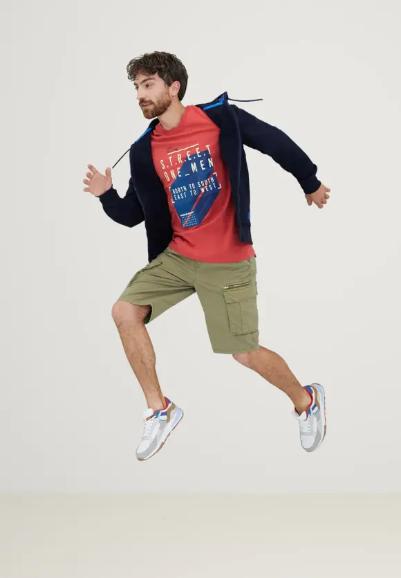T-Shirt mit Partprint - lobster red