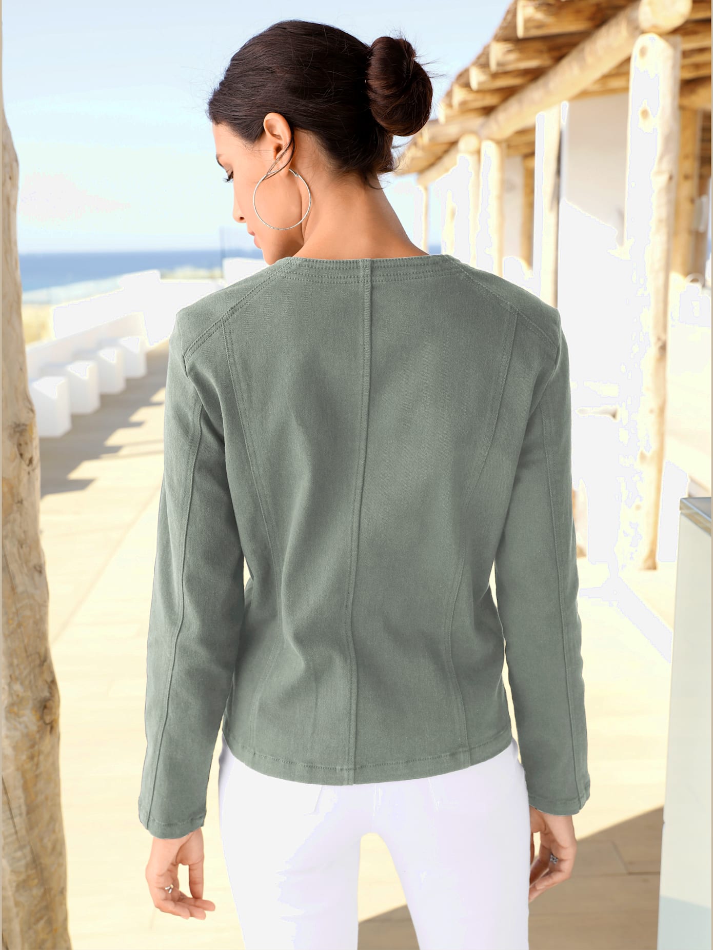Blazer aspect jean 2 glissières fantaisie poches
