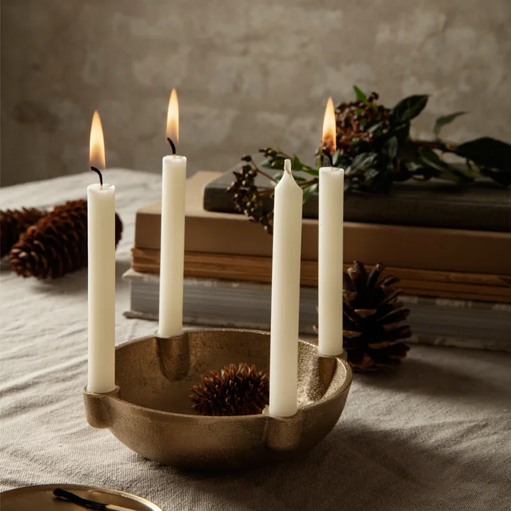 Ferm Living - Bowl Kerzenständer, Ø 14,6 x H 3,7 cm, Messing