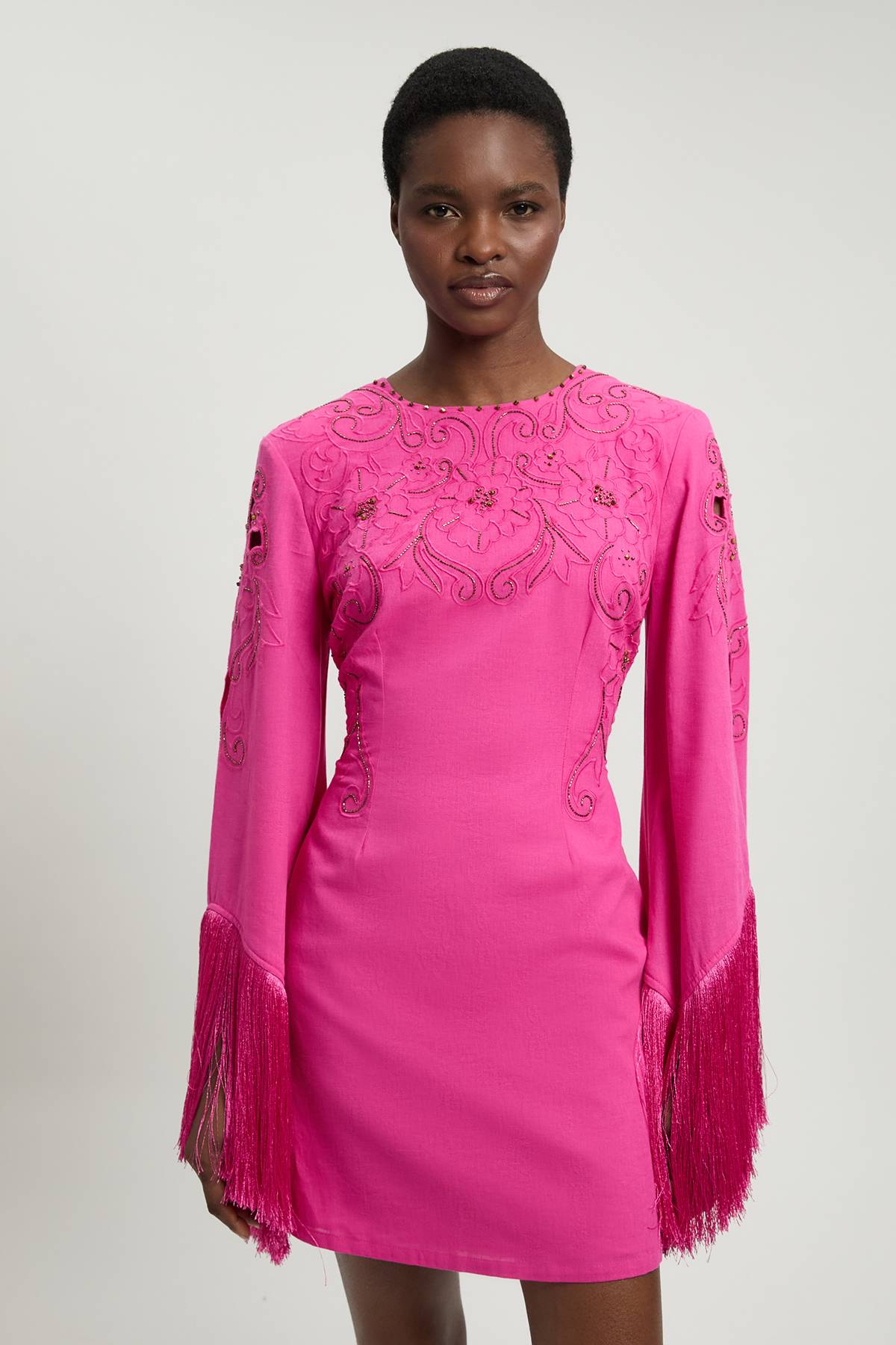 KarenMillen Robe Mini À Franges Et Perles