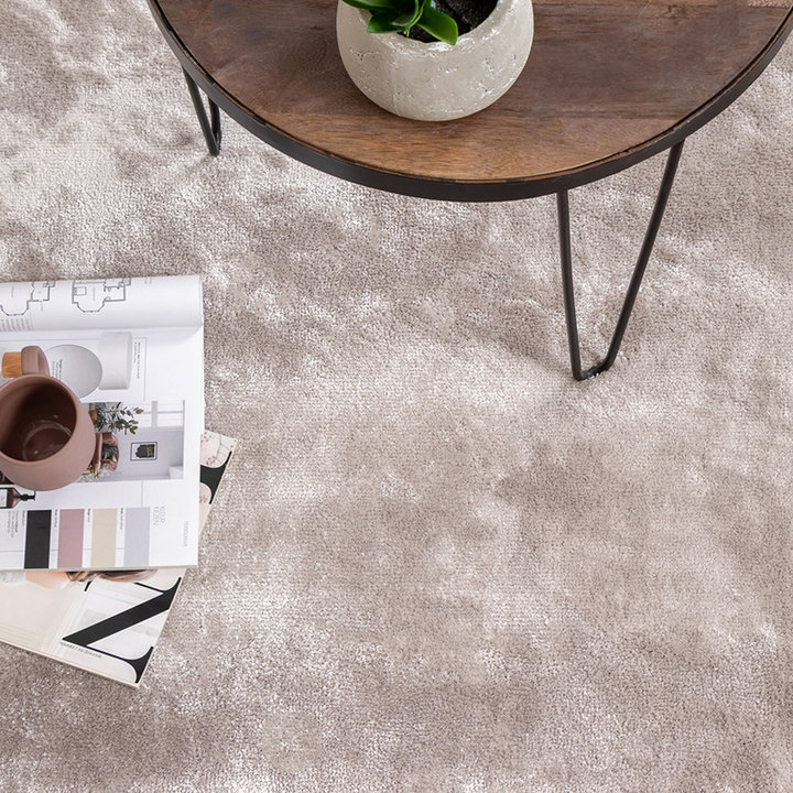 Rond viscose vloerkleed - Vive Grijs | Wasbaar!