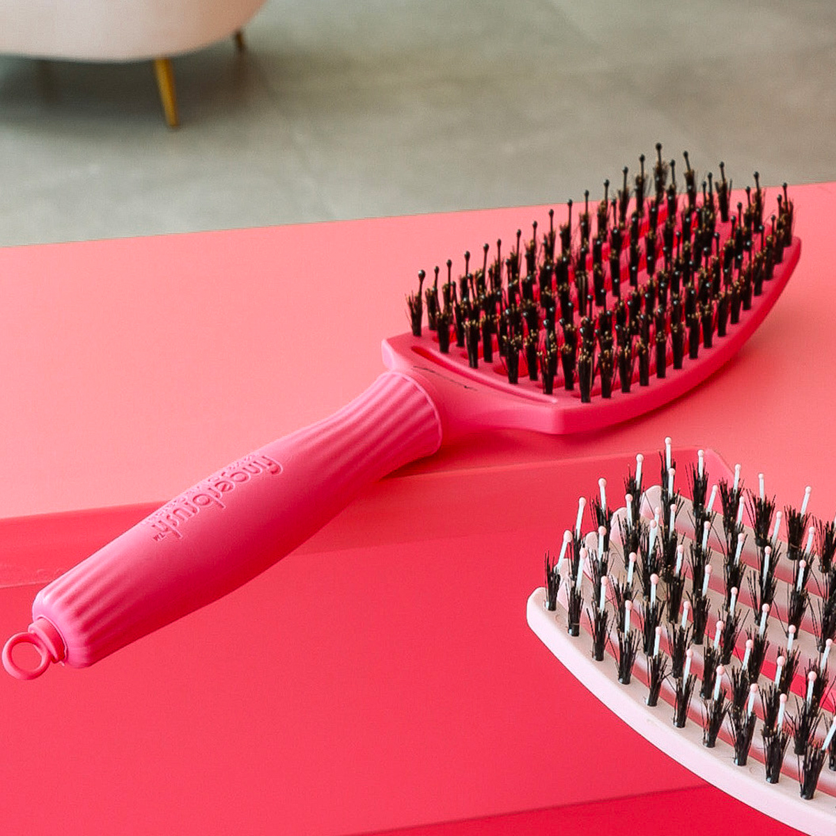 Brosse Démêlante Fingerbrush Combo Hot Pink Moyenne Olivia Garden