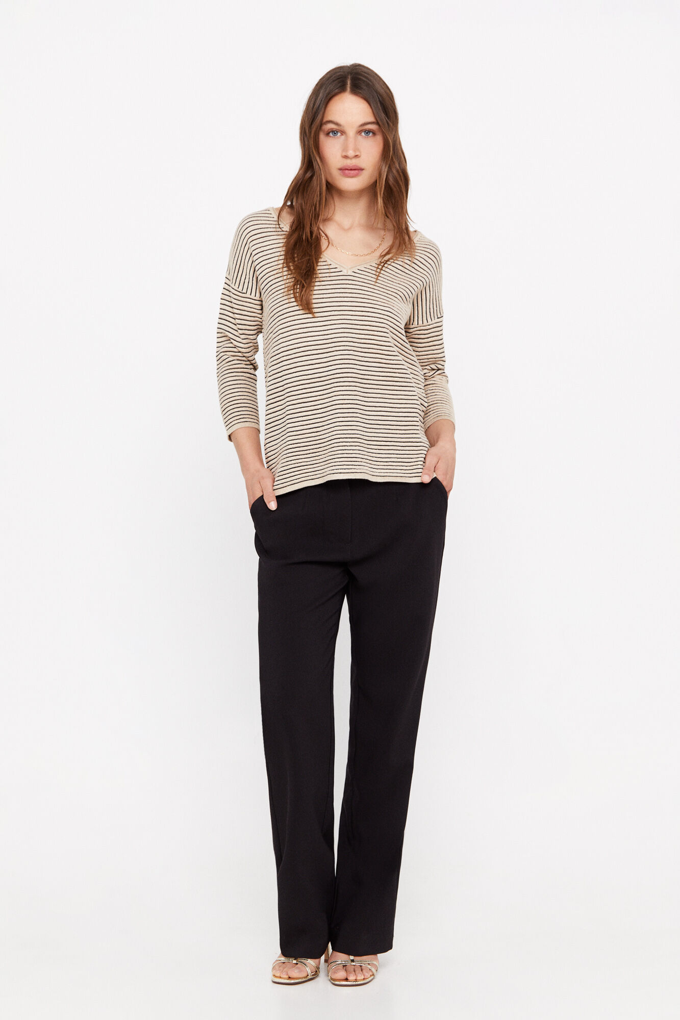 Jersey canelada de viscose Ecovero - estampa marrom