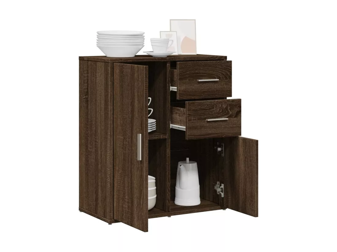 Buffet chêne marron 60x31x70 cm bois d'ingénierie