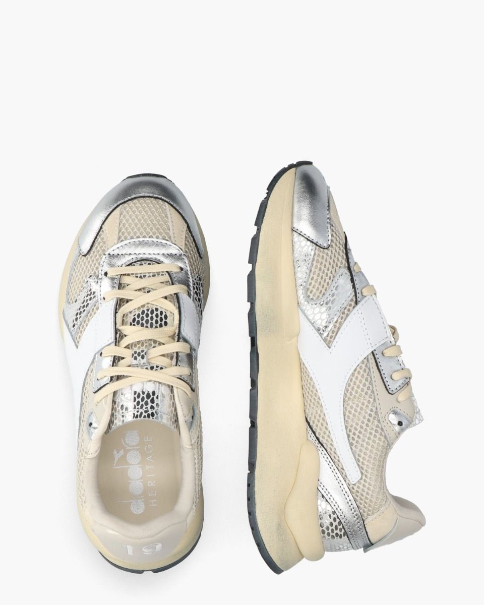 Diadora Heritage Mercury Elite Cobra Used Ecru/Zilver Damessneakers