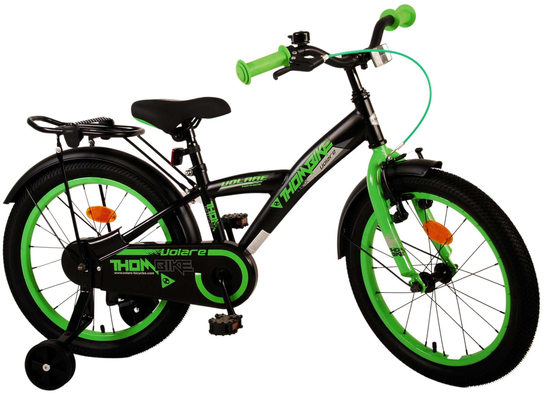 TPFSports Thombike Kinderfahrrad - Jungen - 18 Zoll - Rücktritt + Handbremse - Schwarz Grün