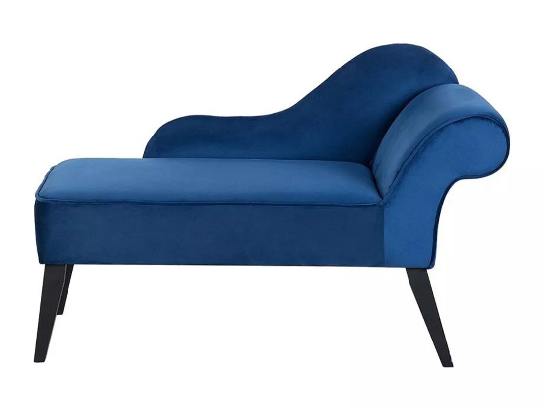 Mini chaise longue en velours bleu côté droit BIARRITZ