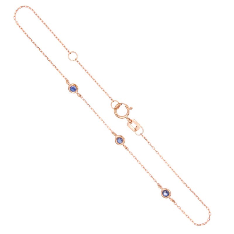 Bracelet Or Rose et Saphirs Bleus
