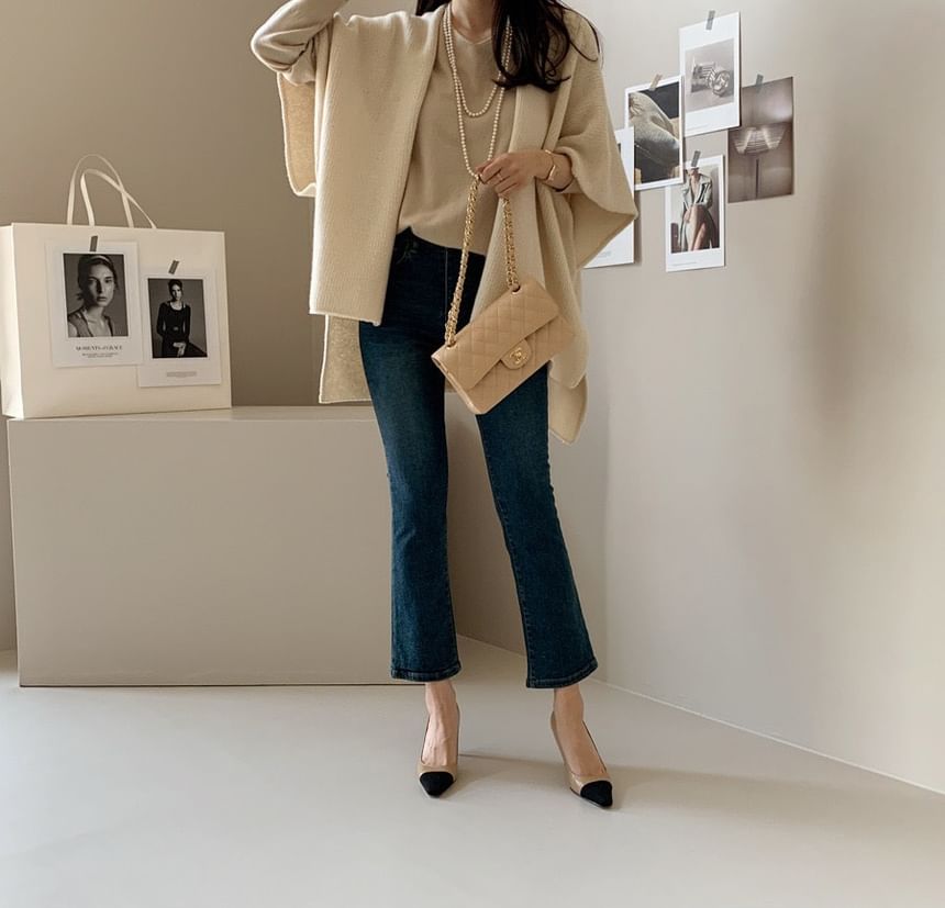 tandorfig - Asymmetrische cardigan met wijde mouwen en open voorkant