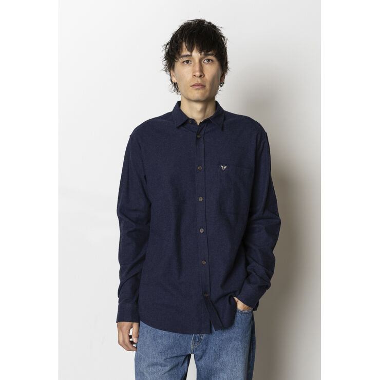 Fat Moose Frank flannel shirt Dark navy melange