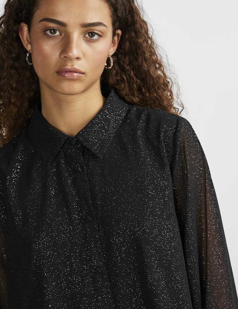 PIECES CHEMISE MANCHES LONGUES NOIR BRILLANT