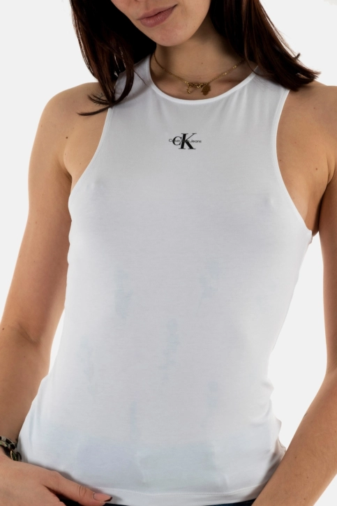 débardeurs calvin klein jeans micro monologo racer yaf bright white