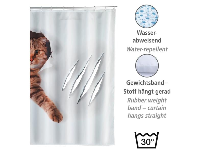 Wenko Duschvorhang Cute Cat 180 x 200 cm Pflegeleichter Badevorhang