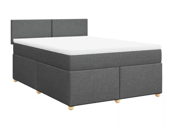 Sommier à lattes de lit avec matelas Gris foncé 140x190cm Tissu