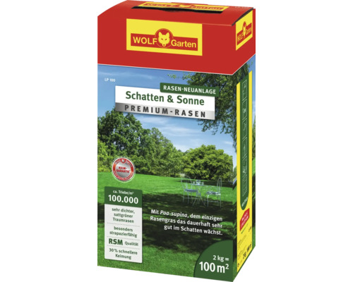 WOLF-Garten Premium Schaduw-Zon Gazonzaad 2 kg 100 m²