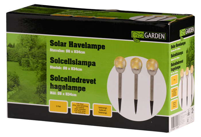 Solcellelamper Ø8 x H34 cm 3-pk. - Garden