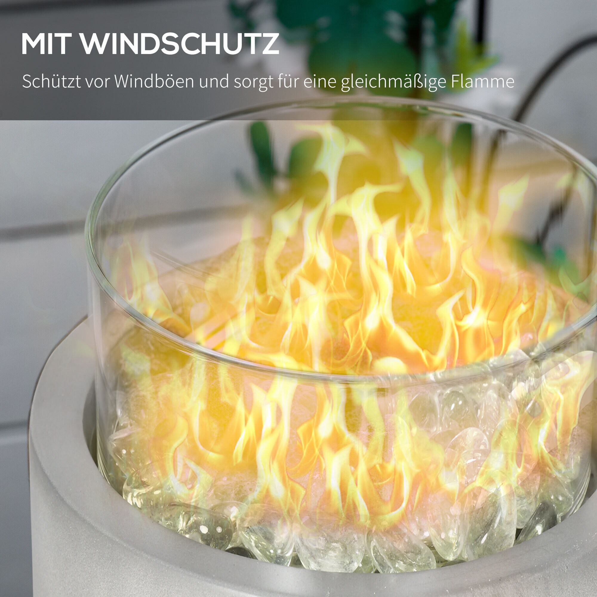 Outsunny Propan-Feuerstelle mit Glasperlen grau 25,4L x 25,4B x 18,5H cm