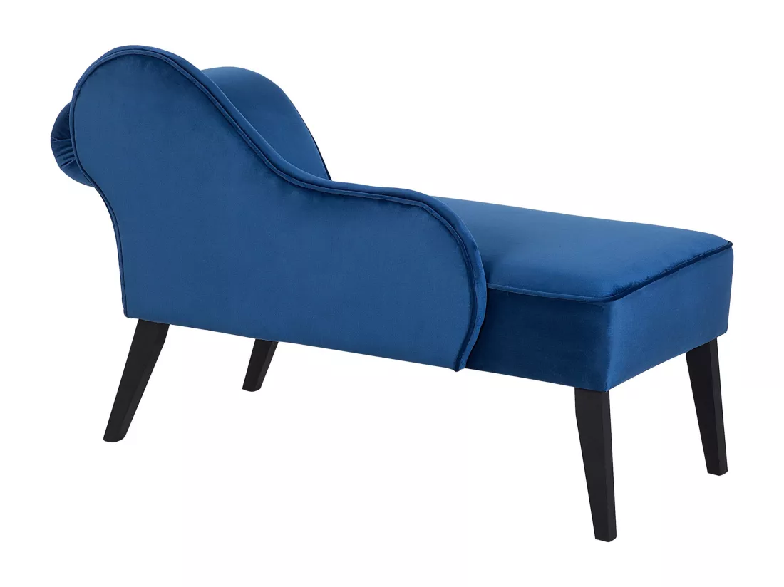 Mini chaise longue en velours bleu côté droit BIARRITZ