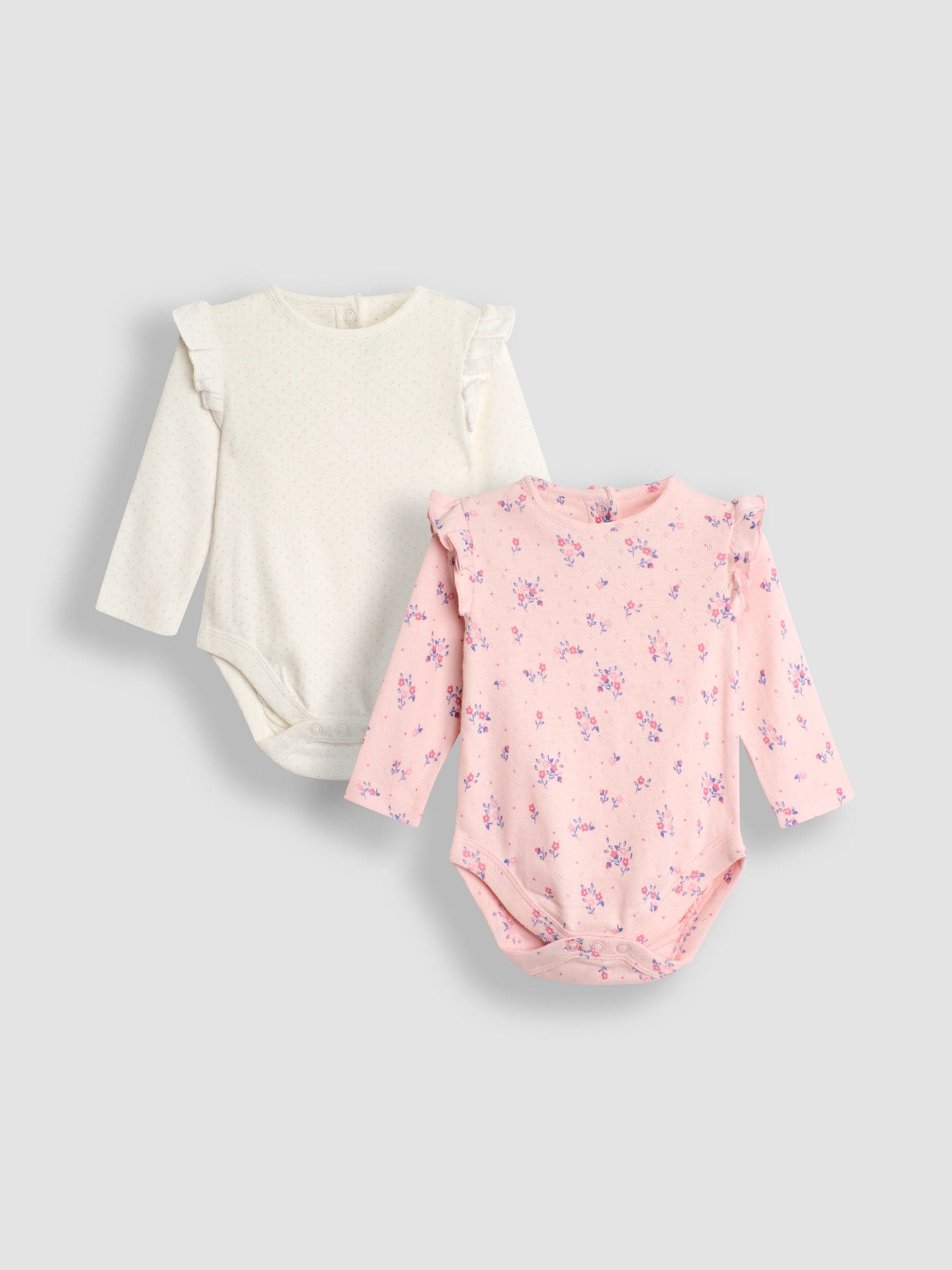JoJo Maman Bébé Floral Pointelle Bodies 2 Pack