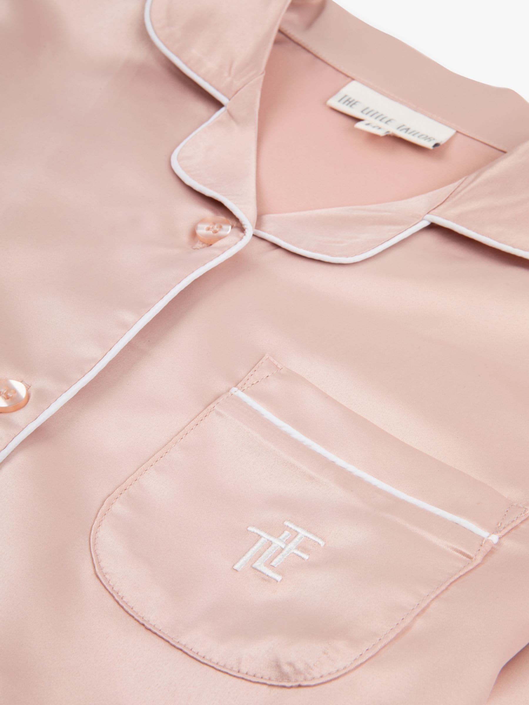 Roze - The Little Tailor Satijnen Kinder Kerstmis Pyjama's met Knoopsluiting