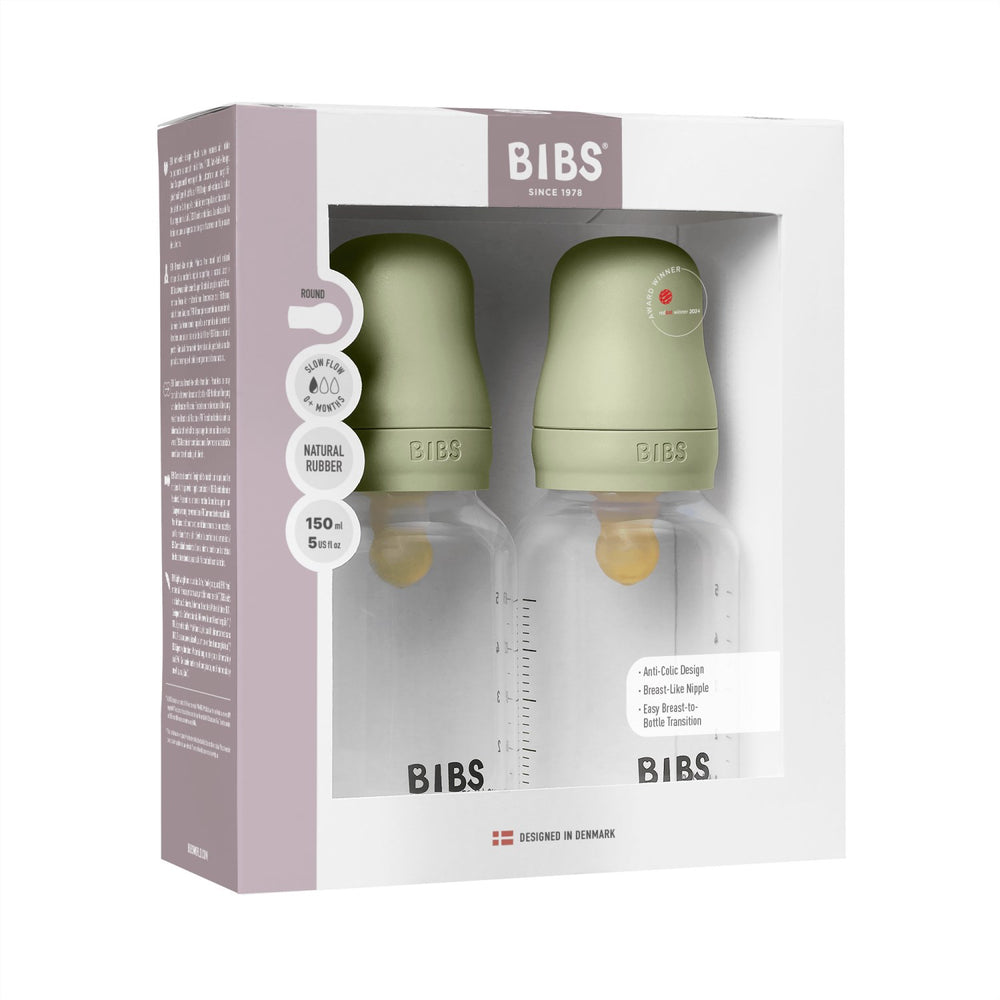 Køb Bibs Sage Baby Flaske Round Latex 2-Pak 150 Ml Slow Flow